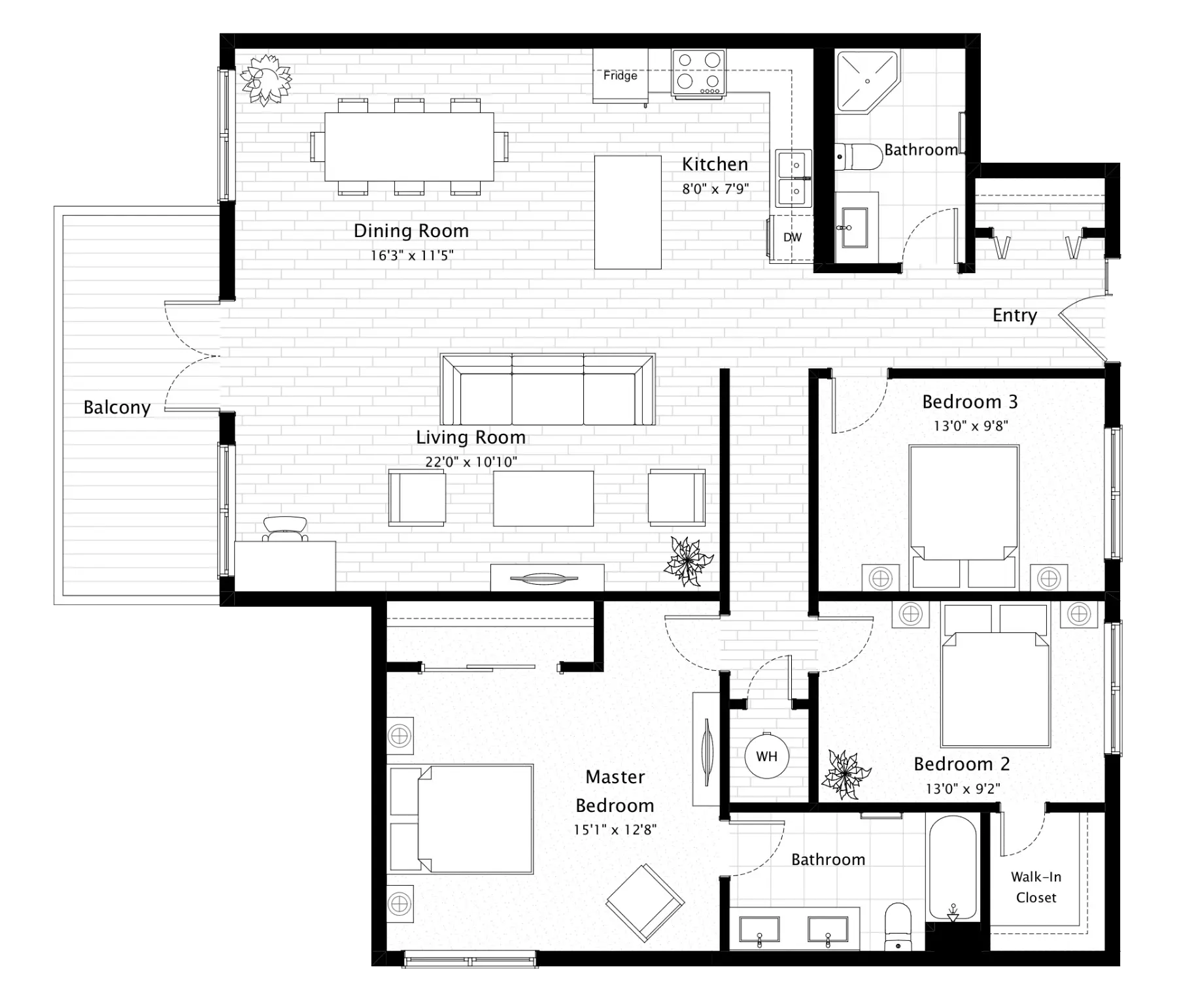 2D Floor Plan with Furniture